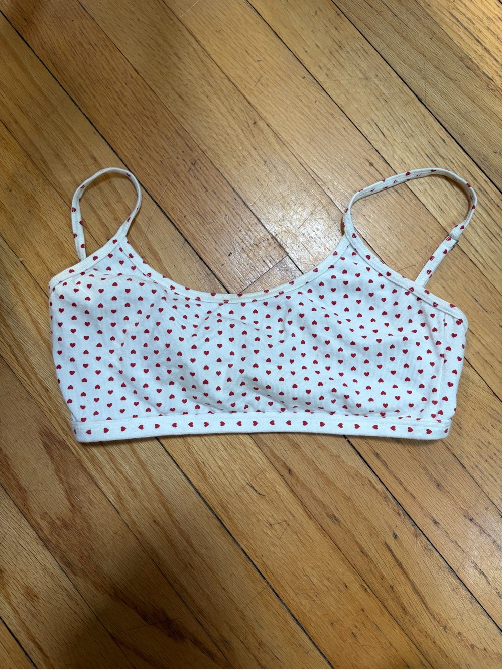 Brandy Melville White Bralette with Red Heart Print